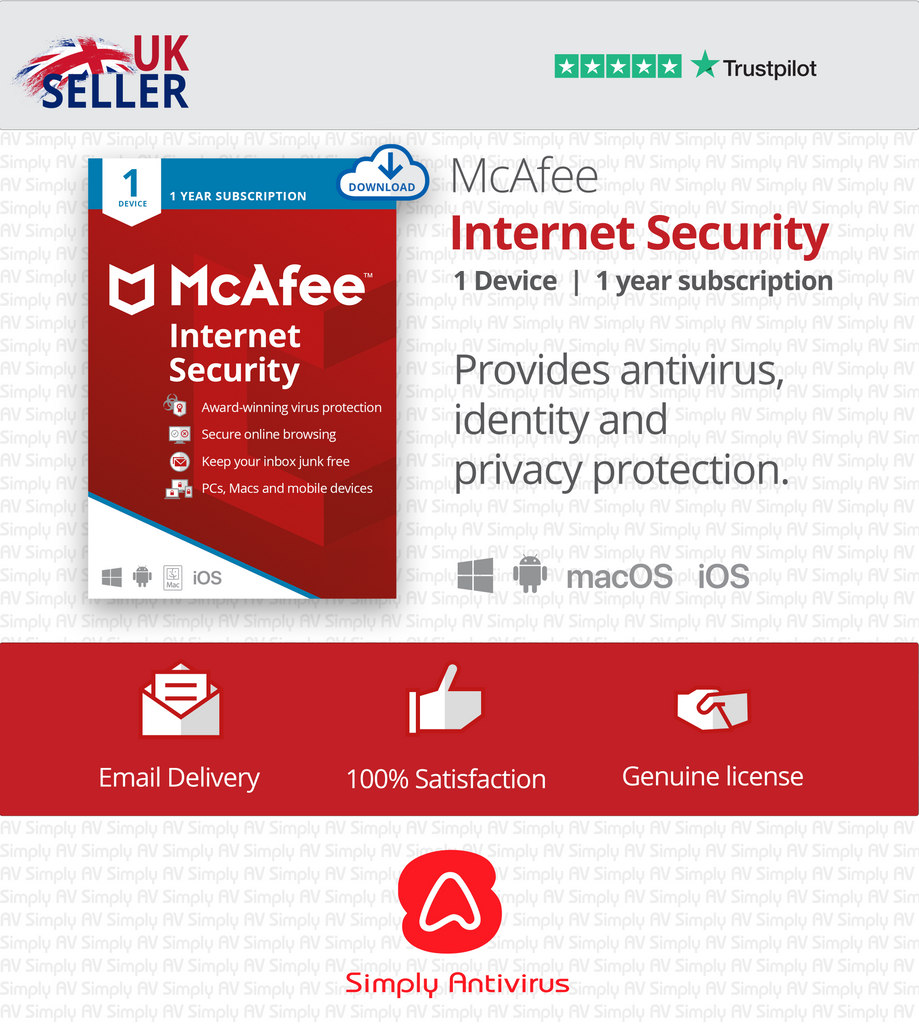 McAfee Internet Security Antivirus - 1 Device