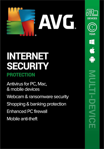 AVG Internet Security Multi-Devices - 10 Devices - 1 or 3 Year