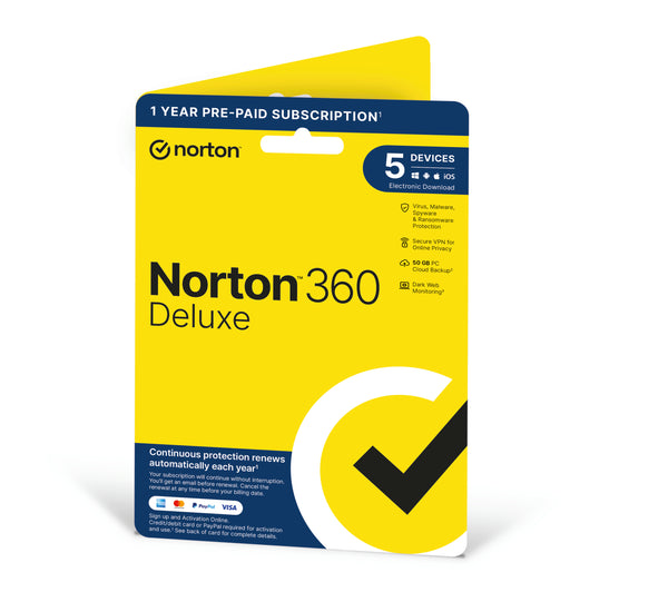 Norton 360 Deluxe 2024 5 Devices 50GB Cloud Backup Norton Security