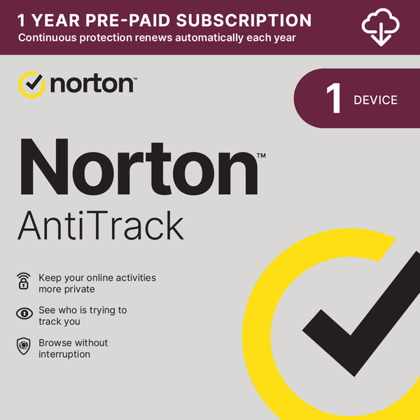 Norton AntiTrack 2026 – 1 Device – 12 Months Anti-Fingerprinting | Tracker & Cookie Blocking