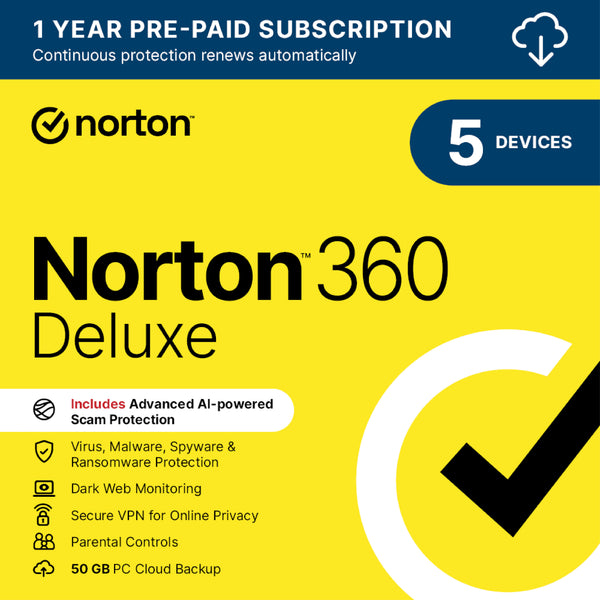 Norton 360 Deluxe 2026 – 5 Devices + Utilities Ultimate – 10 Devices – 12 Months VPN | 50 GB Cloud Backup | Device Optimisation