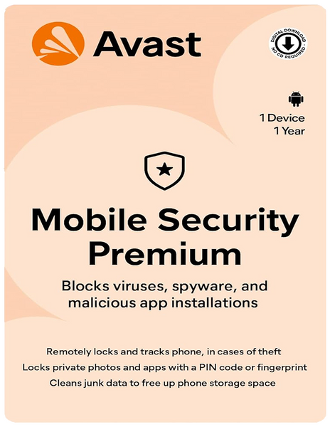 Avast Mobile Security Premium for Android - 1 Device - 1 Year