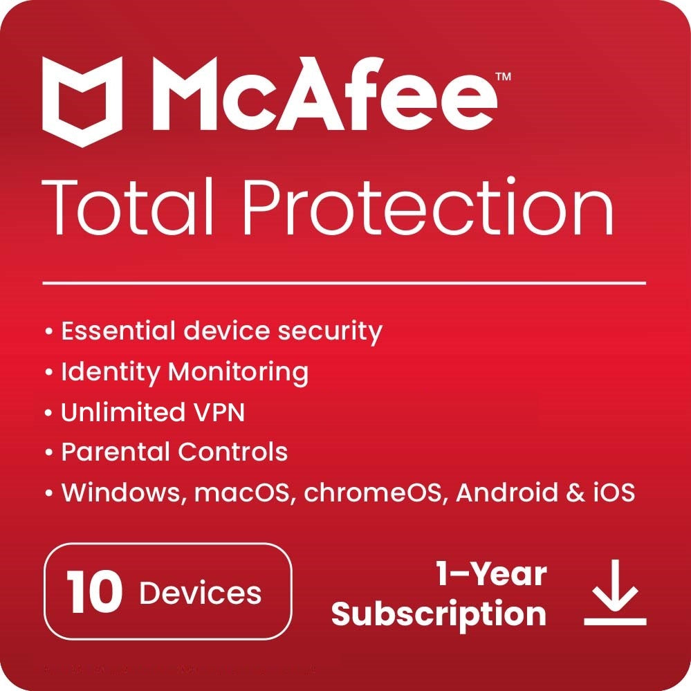 McAfee Total Protection Antivirus 10 Devices 1 Year