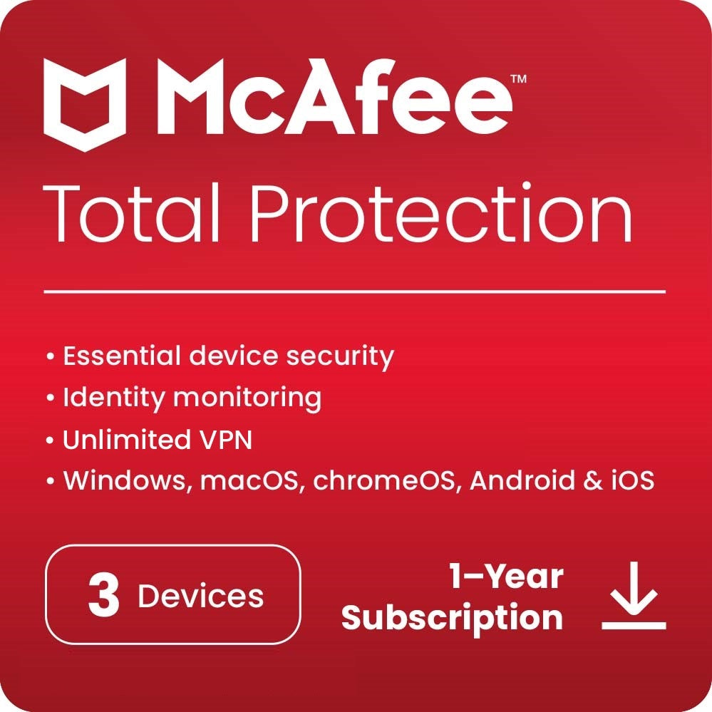 McAfee Total Protection 2024 Antivirus 3 Devices 1 Year