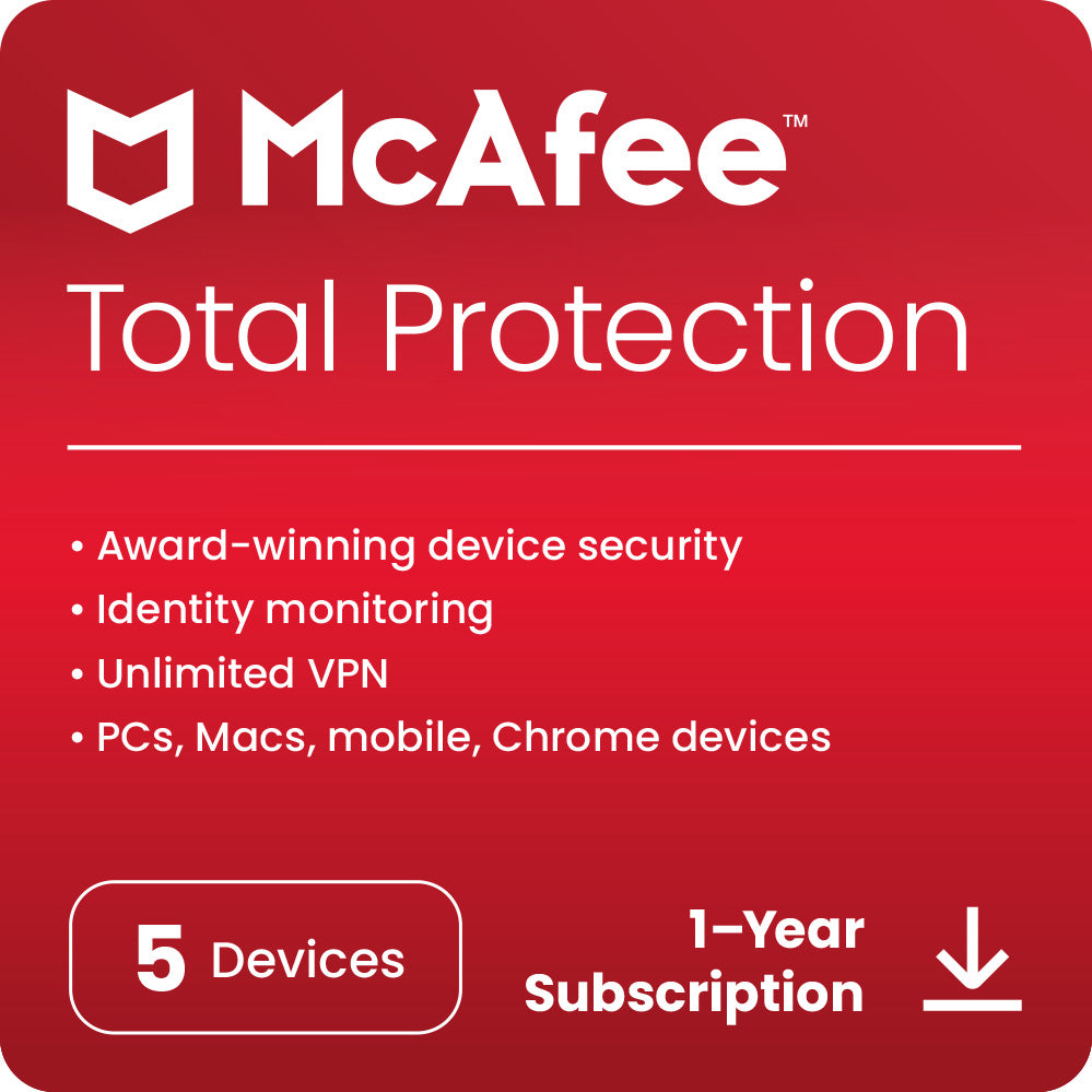 McAfee Total Protection Antivirus 5 Devices 1 Year