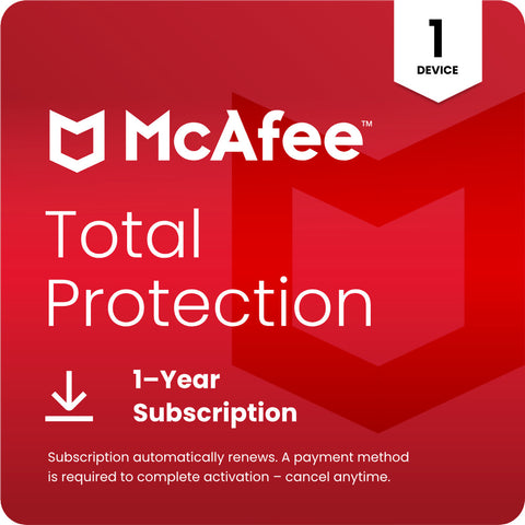 McAfee Total Protection Antivirus 2025 - 1 Device 1 Year - Auto-Renewal