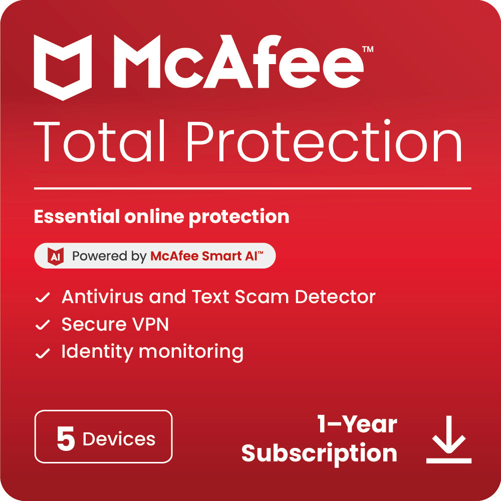 McAfee Total Protection 2025 Antivirus 5 Devices - 12 Months