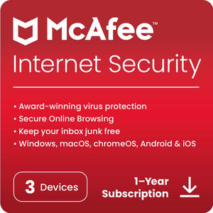 McAfee Internet Security Antivirus - 3 Devices - 1 Year