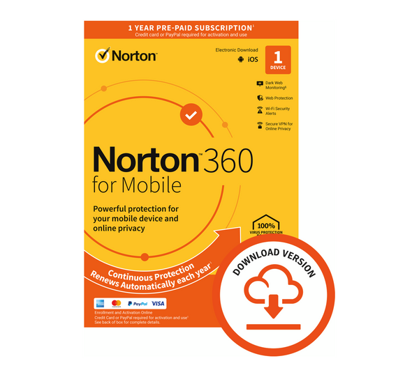 Norton 360 for Mobile 2024 1 Device - 12 Months