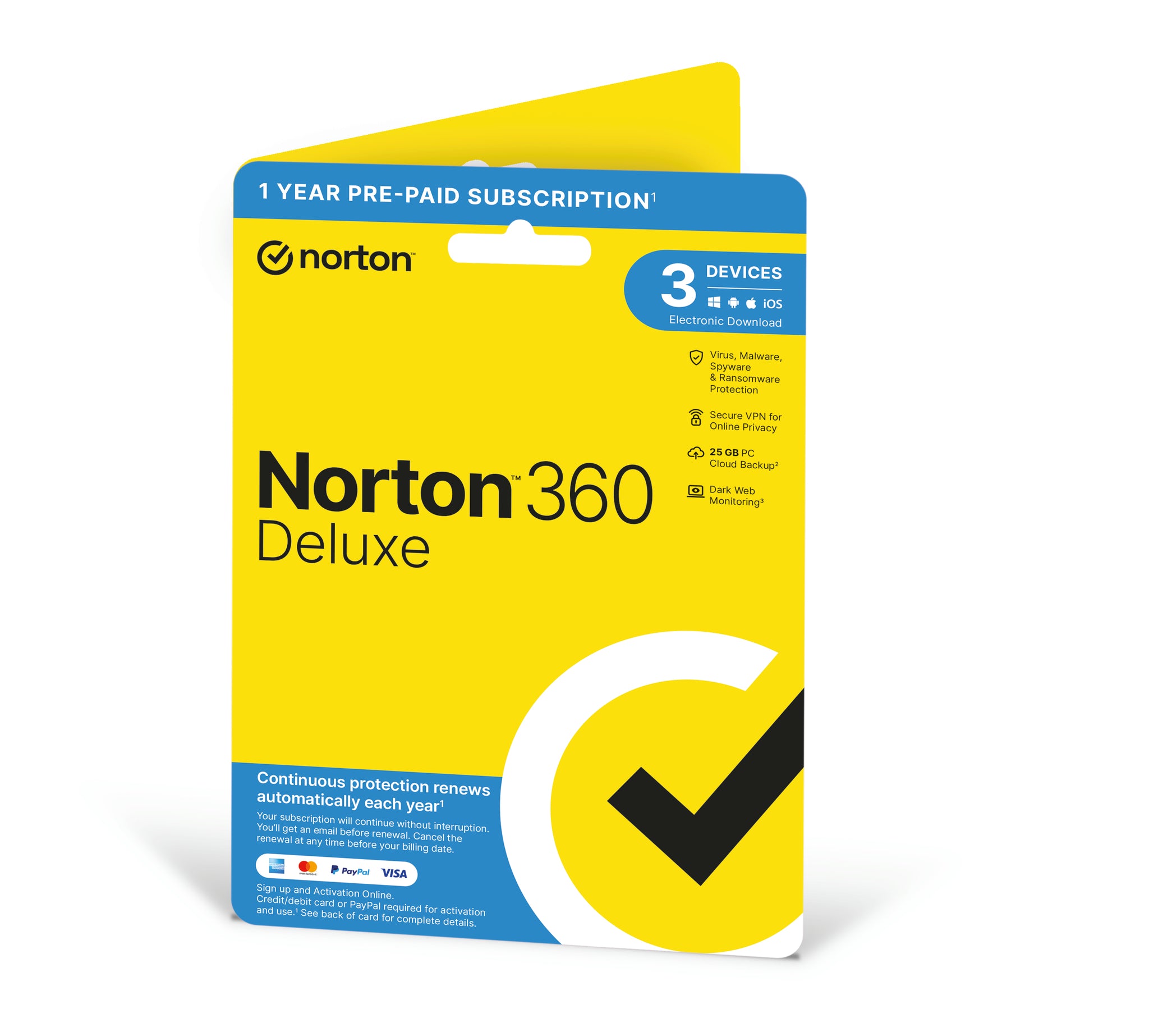 Norton 360 Deluxe 2025 3 Devices 25GB Cloud Backup Online Security